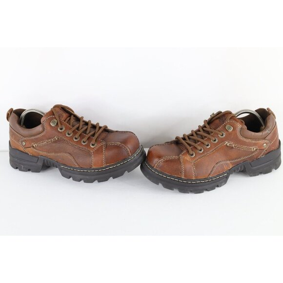 Vintage 90s Y2K Streetwear Mens 9.5 M Chunky Leather Platform Boots Shoes Brown